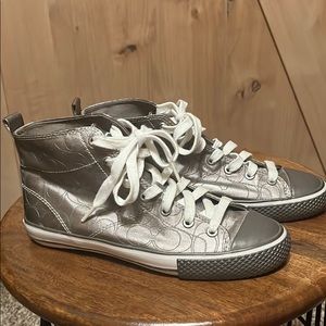 Coach silver tennis shoes- womens 8